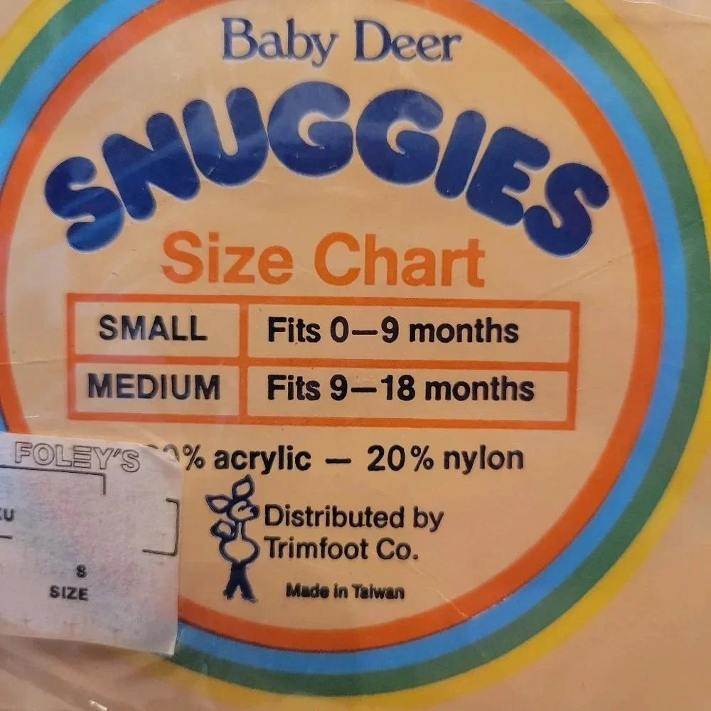 Vintage Baby Deer Snuggies Infant Noel Christmas Socks Boys & Girls, 0-9 months - Picture 4 of 4